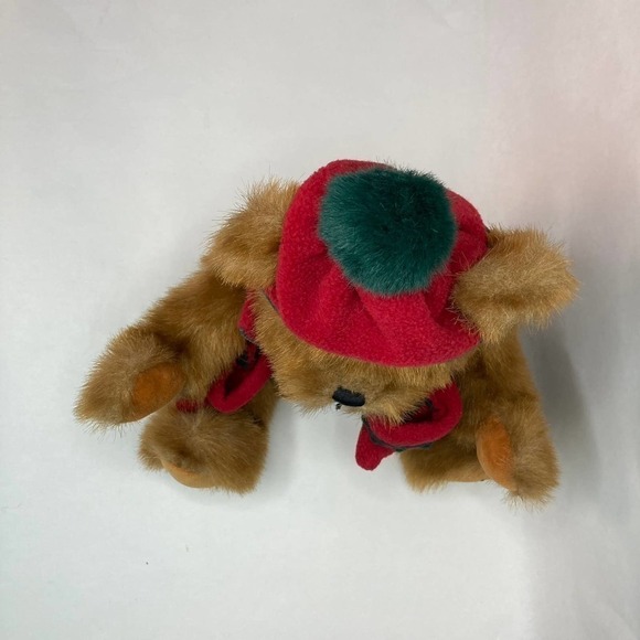 VINTAGE 2000 Russ T McBear 18" Jointed Plush Bear Vest Hat Mittens Trade Secret - Picture 10 of 15